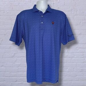 Turtleson Performance Polo Shirt Blue Floral Pattern XL Burnt Church Distillery